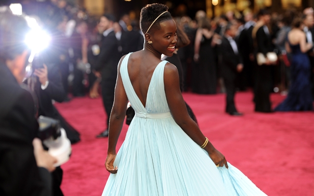 Above: Lupita Nyong'o on the red carpet at the 2014 Academy Awards