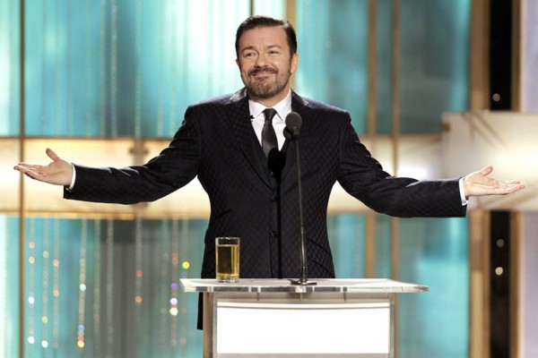 Above: Ricky Gervais previously played Golden Globe host for three consecutive years from 2010