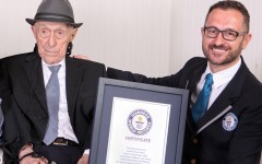 Above: In this photo supplied by Guinness World Records, Marco Frigatti, Head of Records for Guinness World Records, right, presents Israel Kristal a certificate for being the oldest living man, in Haifa, Israel, Friday, March 11, 2016.