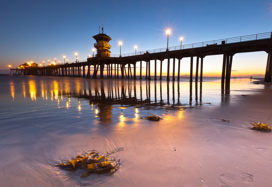 Above: The Huntington Beach Pier in Huntington Beach, California