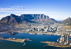 Above: An aerial view of Cape Town city centre