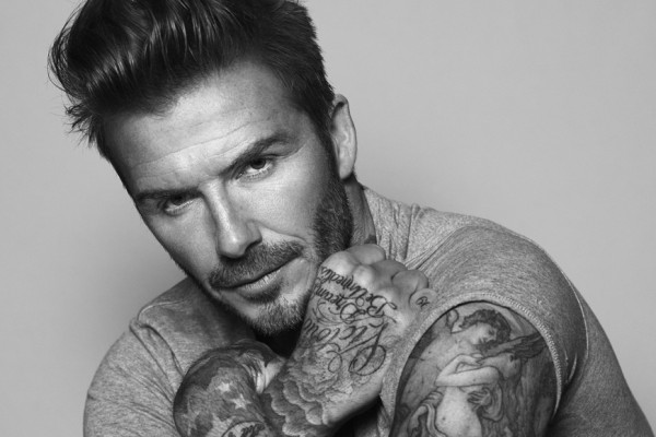 Above: David Beckham is joining forces with L'Oréal-owned Parisian skincare brand Biotherm