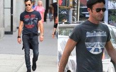Above: Justin Theroux, king of how to properly wear a concert t-shirt, shows a little love to Poor Righteous Teachers and Blue Oyster Cult