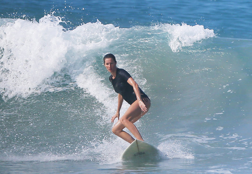 Above: Gisele Bündchen channels her inner surfer in Costa Rica