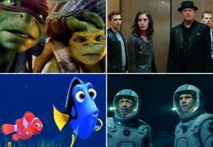 Above (Clockwise): Teenage Mutant Ninja Turtles: Out of the Shadows, The Conjouring 2, Independence Day: Resurgence and Finding Dory
