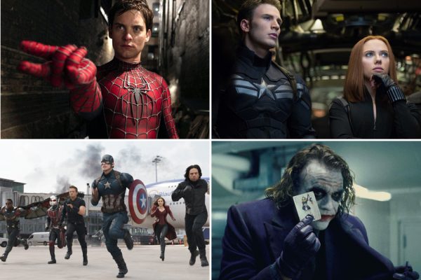 Above (clockwise): Spider-Man 2, Captain America: Winter Soldier, The Dark Knight, and Captain America: Civil War