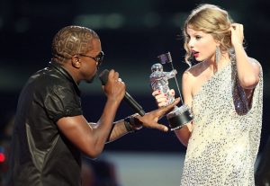 Above: Kanye West and Taylor Swift at the 2009 VMAs