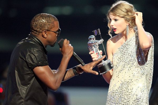 Above: Kanye West and Taylor Swift at the 2009 VMAs