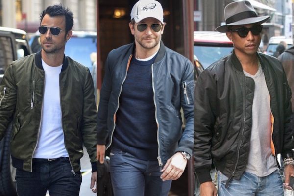 Above: Some of the biggest stars are embracing the bomber jacket