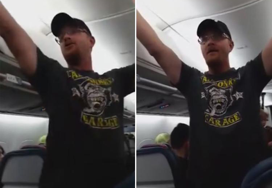 Above: Delta Air Lines has banned a disruptive passenger who shouted pro-Donald Trump and anti-Hillary Clinton remarks at fellow passengers on a recent flight