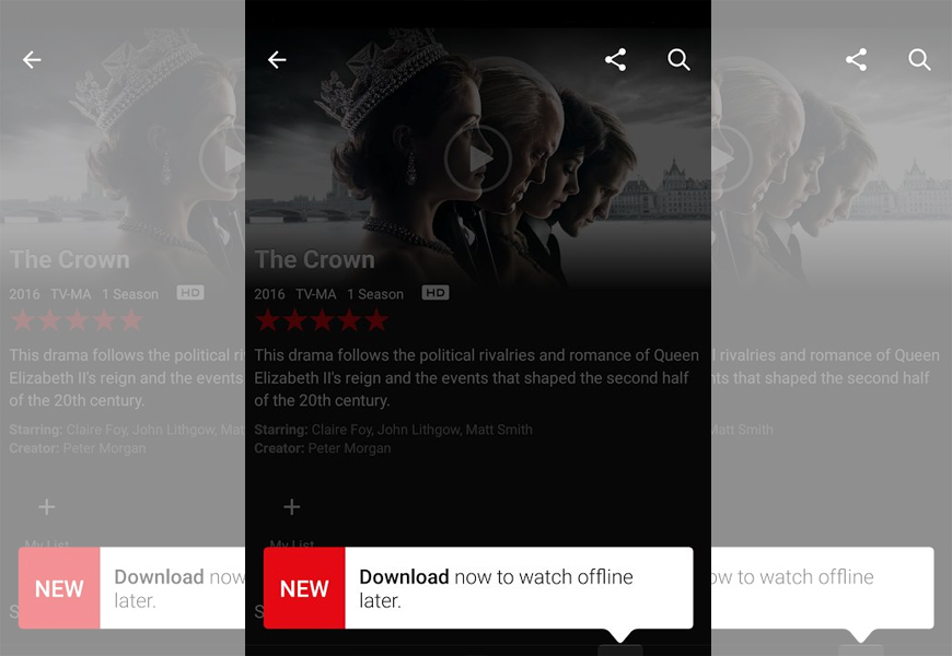 Above: Netflix will now let you download videos and watch them offline