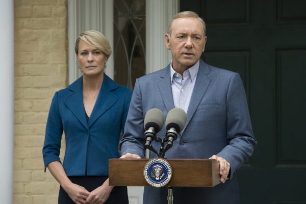 Above: Netflix's 'House of Cards' couldn't let Donald Trump's Inauguration grab all of the headlines
