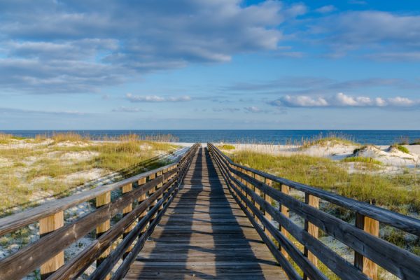 Above: A wooden walkway to the Gulf of Mexico on the Alabama Gulf Coast