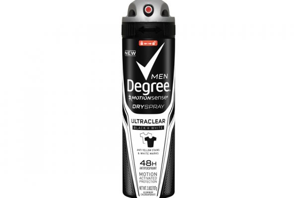 Above: Degree's new UltraClear Dry Spray Black + White Antiperspirant