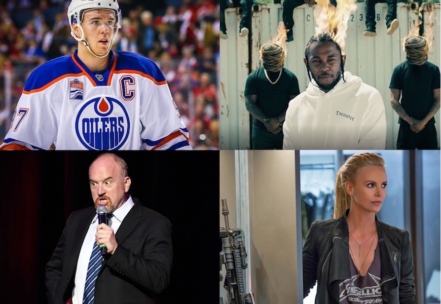 Above: The NHL playoffs, Kendrick Lamar, Louis CK and 'Fate of the Furious' are coming your way this month