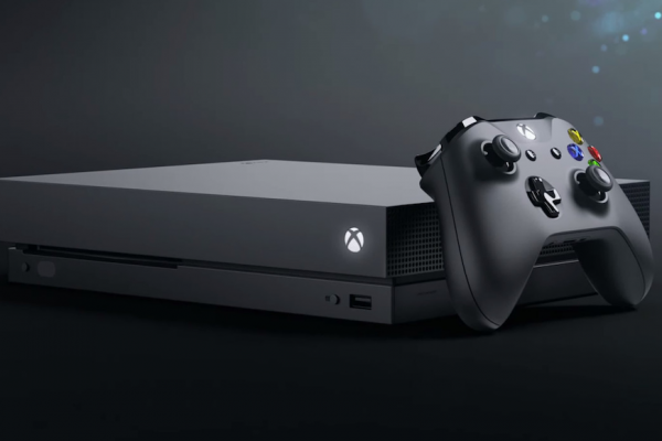 Above: 'Xbox One X' is an updated, 4K version of its predecessor