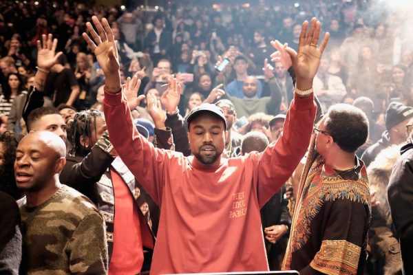 Above: Kanye West at his 'Life of Pablo' and Yeezy Season release event