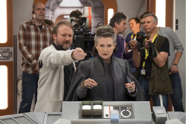 Above: 'Star Wars' director Rian Johnson with Carrie Fisher