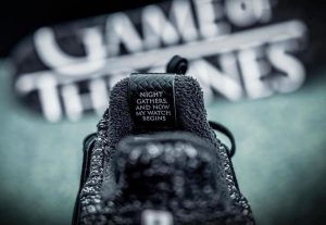 Above: The shoe features script from the Night's Watch