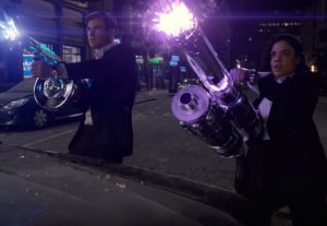 Above: Chris Hemsworth and Tessa Thompson link up in the new 'Men in Black' movie