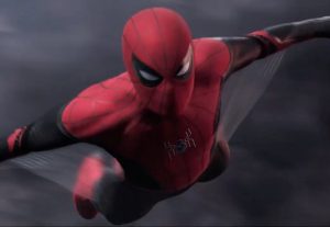 Above: Spidey flies in his brand new suit