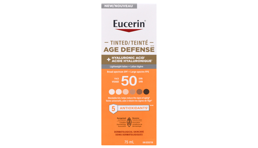 10 Count em Ways To Get Your Sunscreen On - Eucerin Tinted Age Defense SPF 50 Sunscreen with Hyaluronic Acid Face Lotion